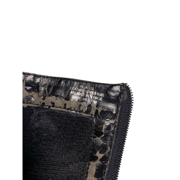 AE Jacob Black Leather Pointed Toe Mid Calf Stiletto Heel Boots Womens 9 Office - Picture 7 of 10